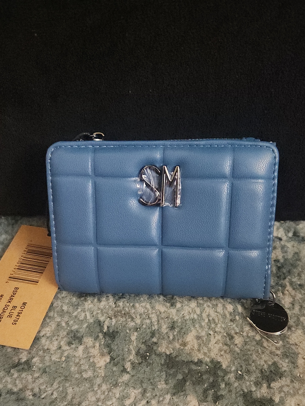 Steve Madden Quilted Zip Wallet in Blue